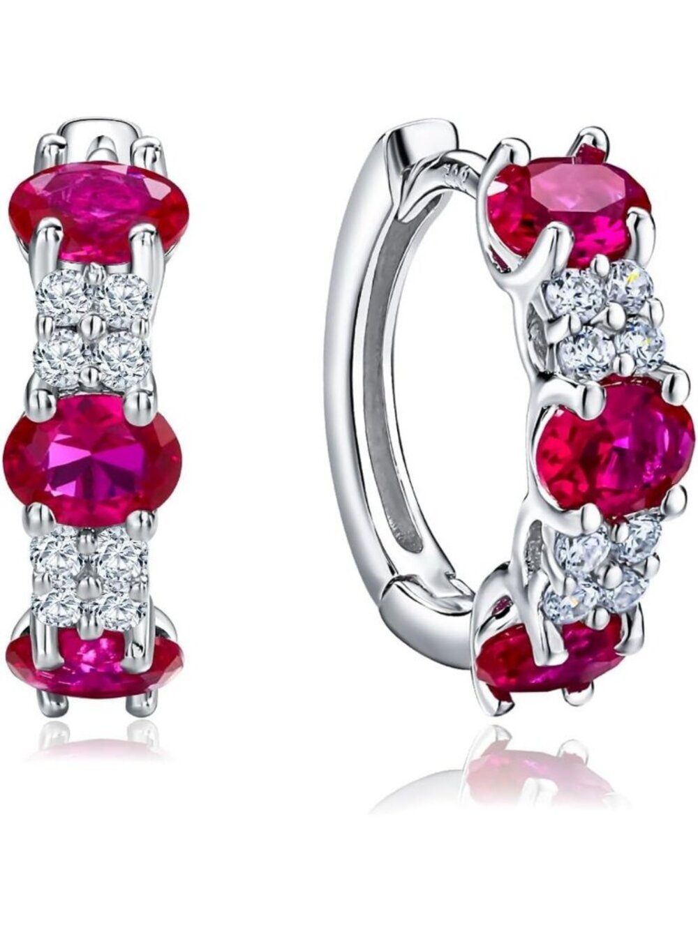 Lab-Created Birthstone Solitaire Huggie Hoop Earrings - Small & Stylish Jewelry